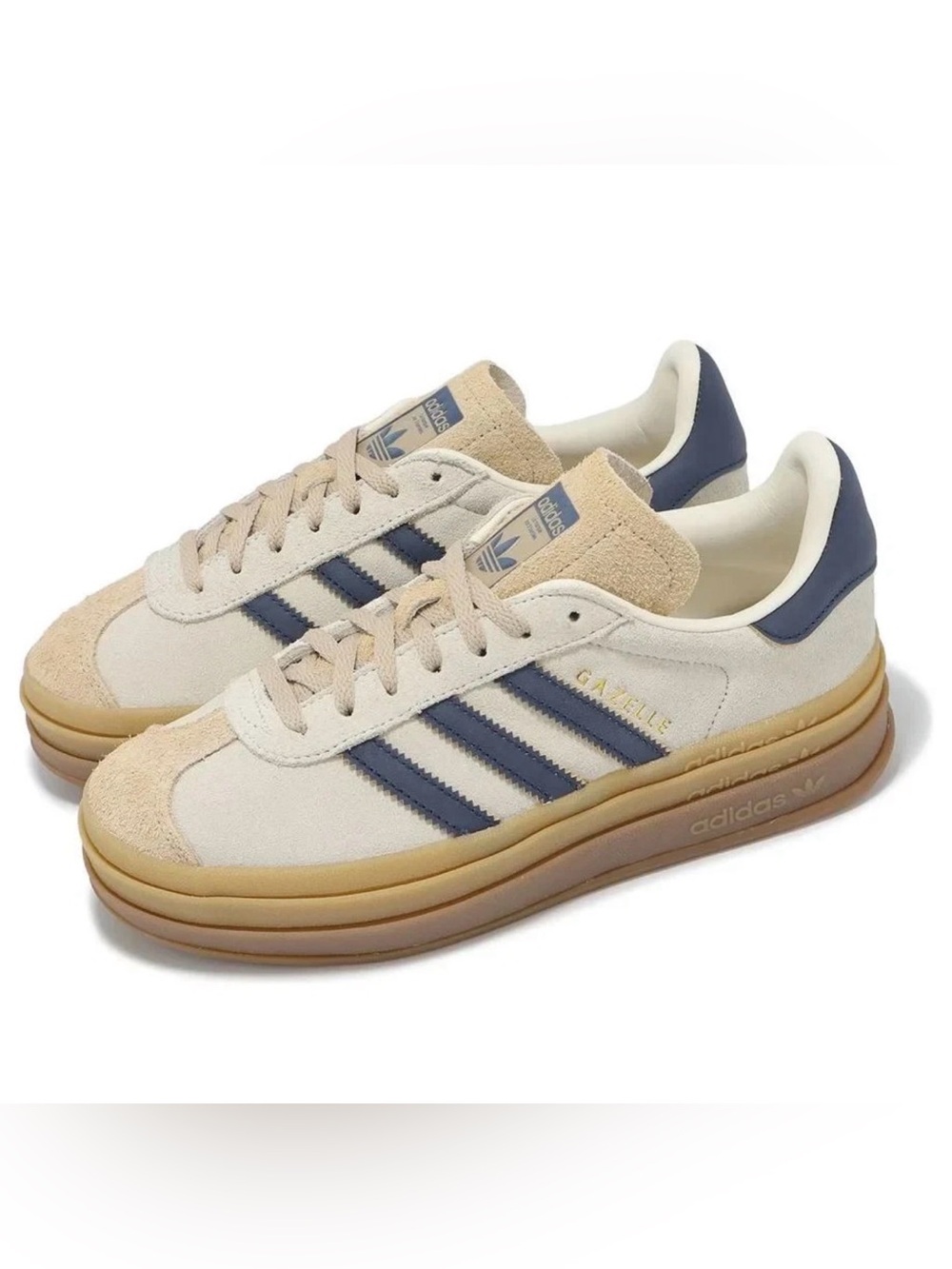 Adidas Gazelle Bold JQ5126 Cream White Navy Gum Platform NWT - Picture 6 of 8
